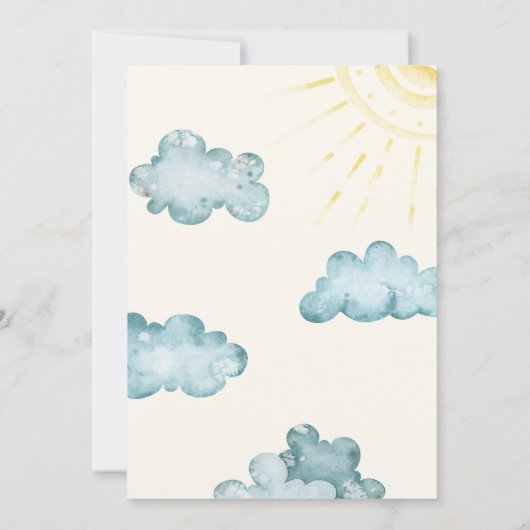 Hier komt het Son Retro Baby shower Kaart (Achterkant)