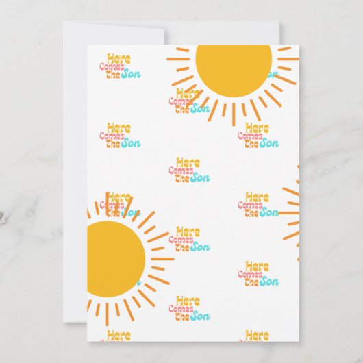 Hier komt het Son retro baby shower Kaart (Achterkant)