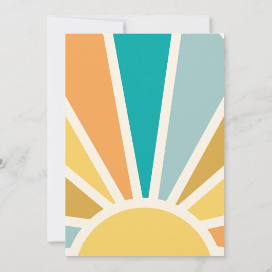 Hier komt het Son Retro Baby shower Kaart (Achterkant)