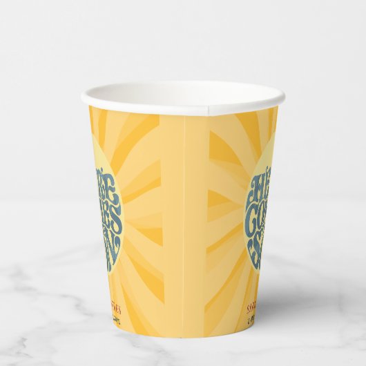 Hier komt het Son Retro Baby shower Papieren Bekers (Rechts)