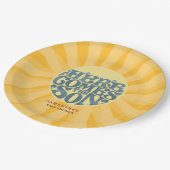 Hier komt het Son Retro Baby shower Papieren Bordje (Gekanteld)