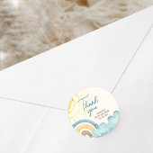 Hier komt het Son Retro Baby shower Ronde Sticker