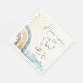 Hier komt het Son Retro Baby shower Servet (Hoek)