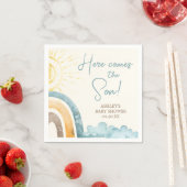 Hier komt het Son Retro Baby shower Servet (Insitu)