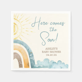 Hier komt het Son Retro Baby shower Servet