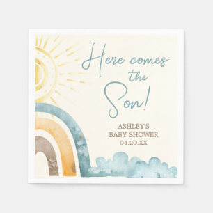 Hier komt het Son Retro Baby shower Servet