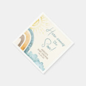 Hier komt het Son Retro Baby shower Servet (Hoek)