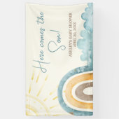 Hier komt het Son Retro Baby shower Spandoek (Verticaal)