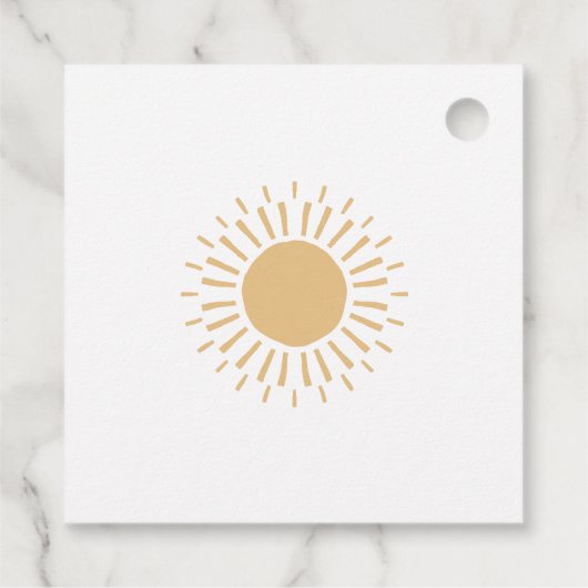 Hier komt het Son Retro Boho Boy Baby shower Bedankjes Labels (Achterkant)