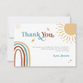 Hier komt het Son Retro Boho Boy Baby shower Bedankkaart (Voorkant)