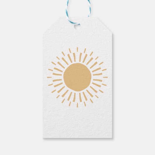 Hier komt het Son Retro Boho Boy Baby shower Cadeaulabel (Achterkant)