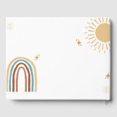 Hier komt het Son Retro Boho Boy Baby shower Gastenboek (Achterkant)