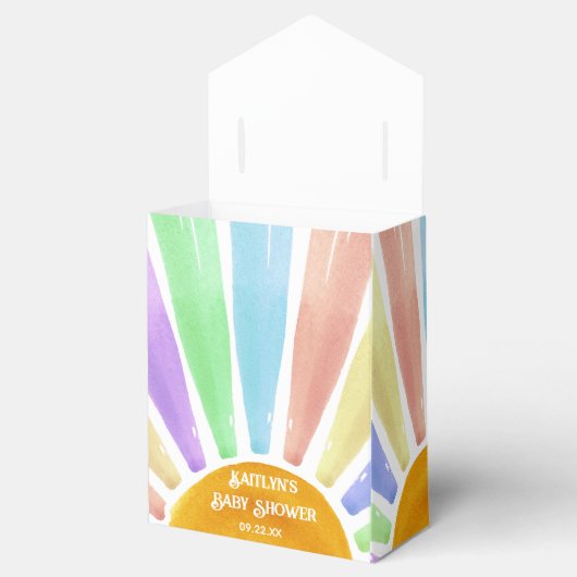 Hier komt het Son Retro Boys Baby shower Bedankdoosjes (Geopend)