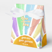 Hier komt het Son Retro Boys Baby shower Bedankdoosjes (Voorkant Zijde)