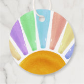 Hier komt het Son Retro Boys Baby shower Bedankjes Labels (Achterkant)