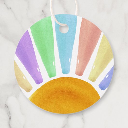 Hier komt het Son Retro Boys Baby shower Bedankjes Labels (Achterkant)