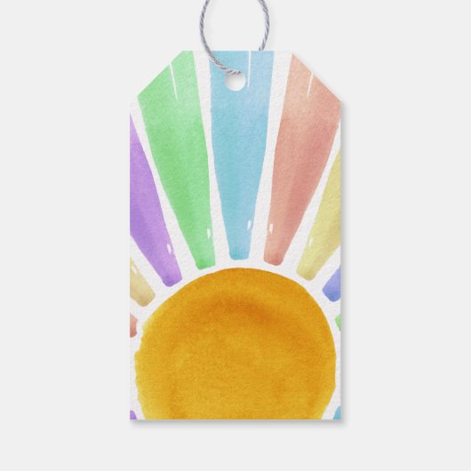 Hier komt het Son Retro Boys Baby shower Cadeaulabel (Achterkant)