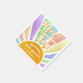 Hier komt het Son Retro Boys Baby shower Servet (Hoek)