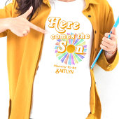 Hier komt het Son Retro Boys Baby shower T-shirt