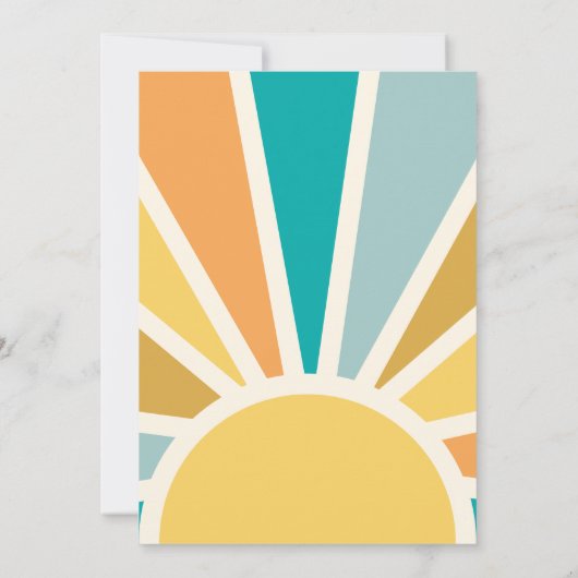 Hier komt het Son Retro Sun Baby shower Kaart (Achterkant)