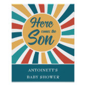 Hier komt het Son Retro Sun Baby shower Perfect Poster (Voorkant)