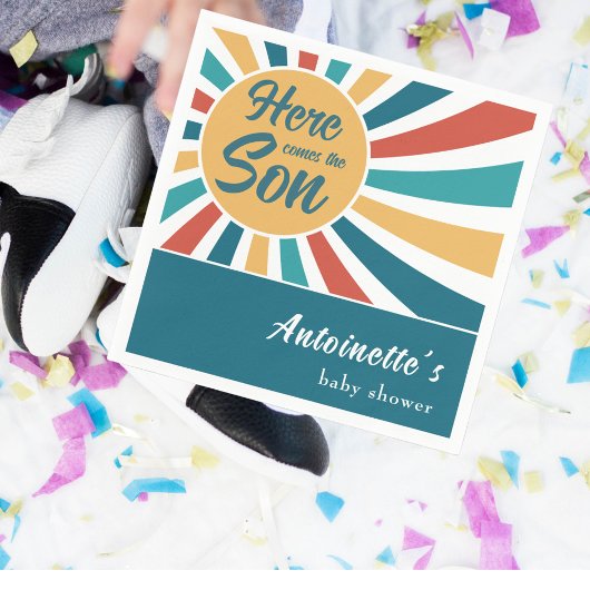 Hier komt het Son Retro Sun Baby shower Servet