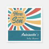 Hier komt het Son Retro Sun Baby shower Servet (Voorkant)