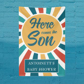 Hier komt het Son Retro Sun Baby shower Spandoek