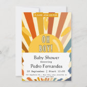 Hier komt het Son Retro Sun Boy Baby shower Kaart (Voorkant)