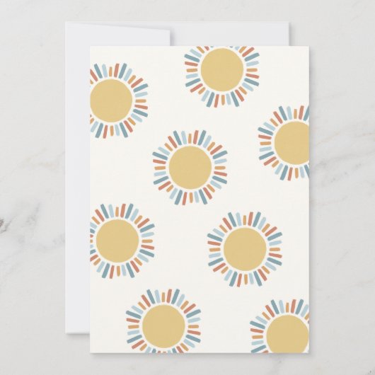 Hier komt het Son Retro Sunshine Baby shower Kaart (Achterkant)