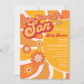 Hier komt het Son Retro Sunshine Baby shower Kaart (Voorkant)