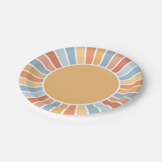 Hier komt het Son Retro Sunshine Baby shower Papieren Bordje (Gekanteld)