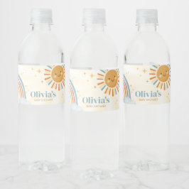 Hier komt het Son Retro Sunshine Baby shower Waterfles Etiket