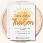 Hier komt het Son Sun Baby shower Kaart