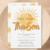 Hier komt het Son Sun Baby shower Kaart