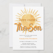 Hier komt het Son Sun Baby shower Kaart (Voorkant)