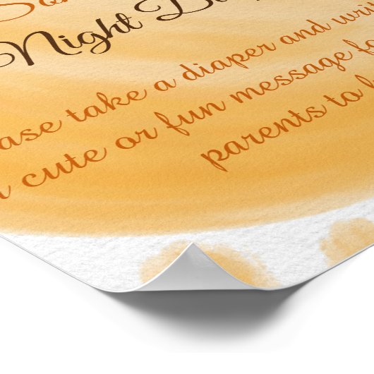 Hier komt het Son Sunshine Baby shower Diaper Game Poster (Hoek)