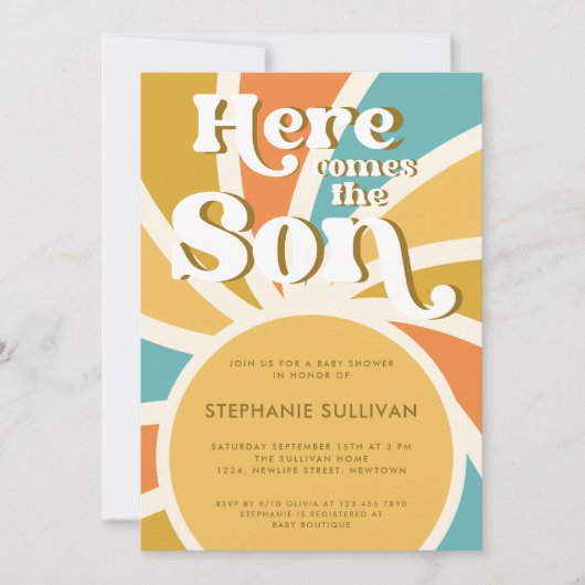 Hier komt het Son Sunshine Baby shower Kaart (Voorkant)