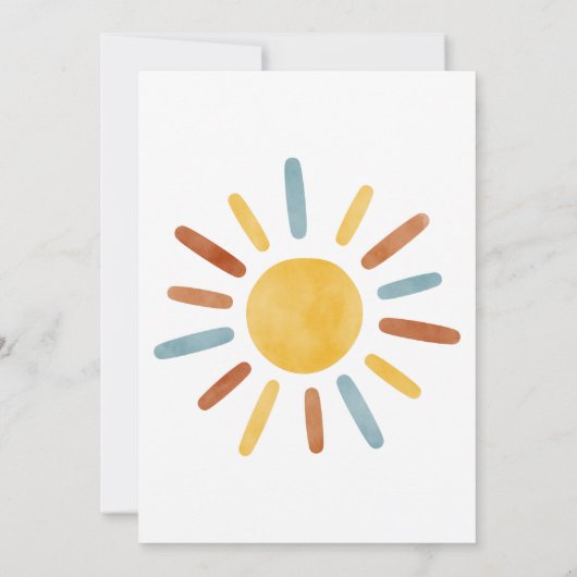 Hier komt het Son Sunshine Baby shower Kaart (Achterkant)