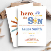 Hier komt het Son Sunshine Baby shower Kaart