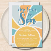 Hier komt het Son Sunshine Baby shower Kaart