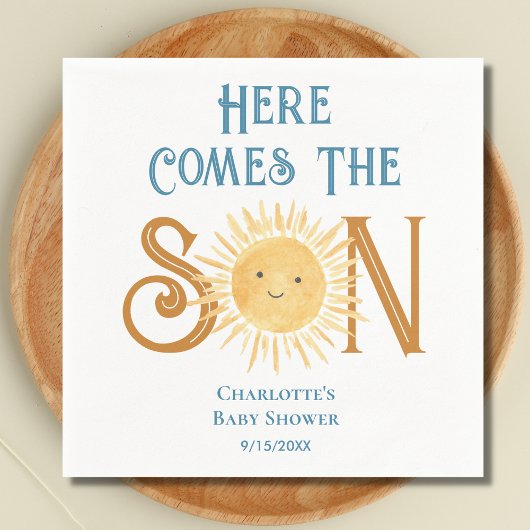 Hier komt het Son Sunshine Baby shower Servet