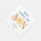 Hier komt het Son Sunshine Baby shower Servet (Hoek)