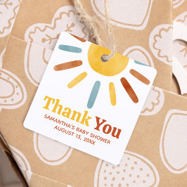 Hier komt het Son Sunshine Baby shower Square Bedankjes Labels
