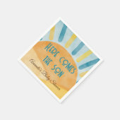 Hier komt het Son Sunshine Blue Ray Baby shower Servet (Hoek)