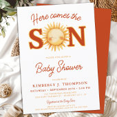 Hier komt het Son Sunshine Boho Boy Baby shower Kaart