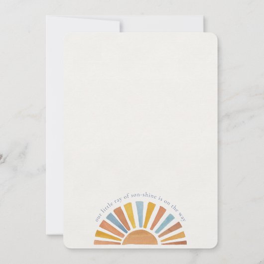 Hier komt het Son Sunshine Boy Baby shower Kaart (Achterkant)