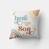 Hier komt het Son Sunshine Boy Baby shower Kussen (Achterkant)