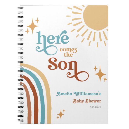 Hier komt het Son Sunshine Boy Baby shower Notitieboek (Voorkant)