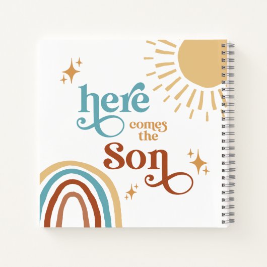 Hier komt het Son Sunshine Boy Baby shower Notitieboek (Achterkant)